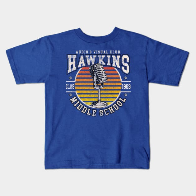 Stranger Things Hawkins Middle School A.V. Club Kids T-Shirt by Alema Art